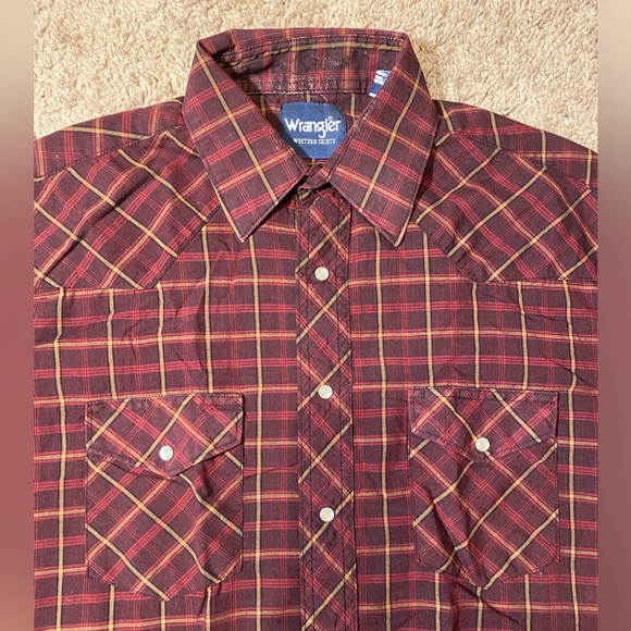 Wrangler Western Pearl Snap Button Up Down Mens Size 16 Rodeo Ranch Style Shirt - Picture 1 of 10